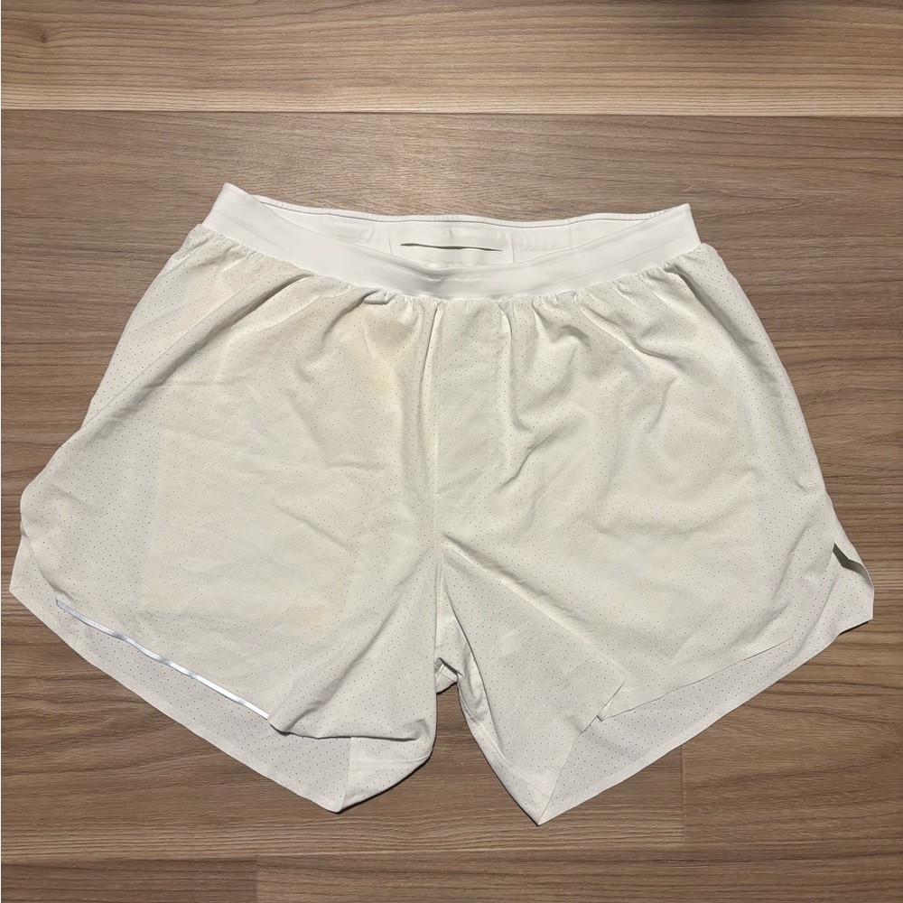 Lululemon White Athletic Running Shorts